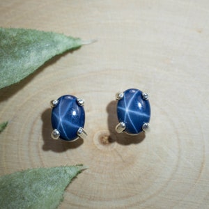 Star Sapphire Earrings, Genuine Thailand Blue Star Sapphires; 1.975cts