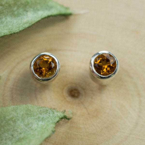 Madeira Citrine Earrings; Genuine Untreated Brazil Citrine; 0.375cts