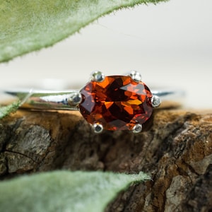 Spessartine Garnet Ring; Genuine Untreated Madagascar Spessartite Garnet