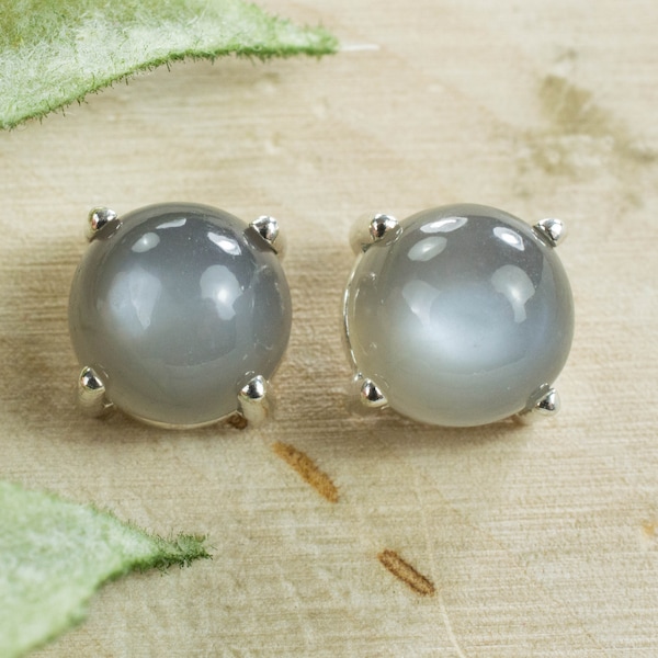 Gray Moonstone Earrings; Untreated Natural India Moonstone