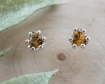 Imperial Topaz Earrings; Natural Untreated Brazil Topaz; 0.570cts