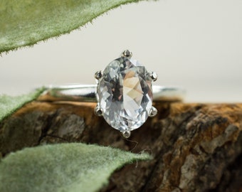 Silver Topaz Ring, Genuine Untreated Brazilian Topaz