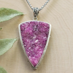 Cobalt Calcite Pendant, Natural Untreated Congo Cobalto Calcite; 31x22mm