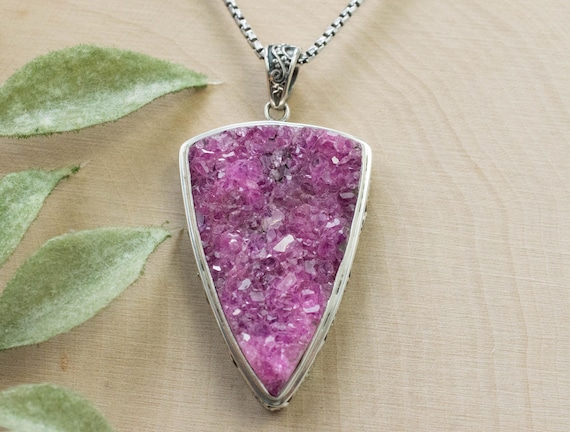 Cobalt Calcite Pendant, Natural Untreated Congo Cobalto Calcite; 31x22mm