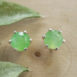 Chrysopras Ohrringe, natürlicher unbehandelter australischer Chrysopras; 1.455cts