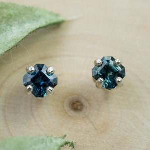 Blue Sapphire Earrings; Genuine Untreated Nigeria Sapphire