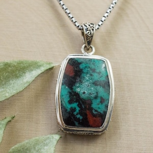Sonora Sunset Chrysocolla Pendant; Natural Untreated Chrysocolla; 20x16mm