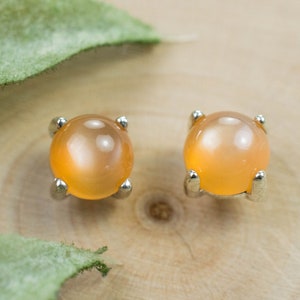 Peach Moonstone Earrings; Genuine Untreated Indian Moonstone