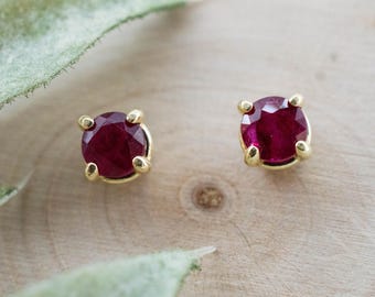 Ruby Earrings; Natural Burma Ruby; 0.825cts