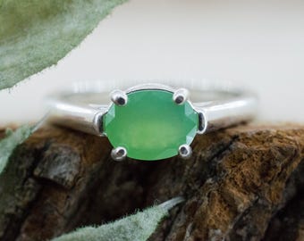 Chrysoprase Ring, Natural Untreated Australian Chrysoprase; 0.800cts