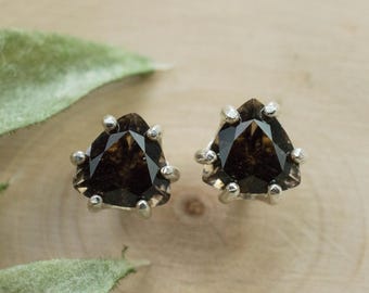Smoky Quartz Earrings; Natural Untreated USA Quartz; 3.035cts