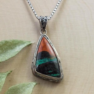 Sonora Sunset Chrysocolla Pendant; Natural Untreated Chrysocolla; 22x15mm