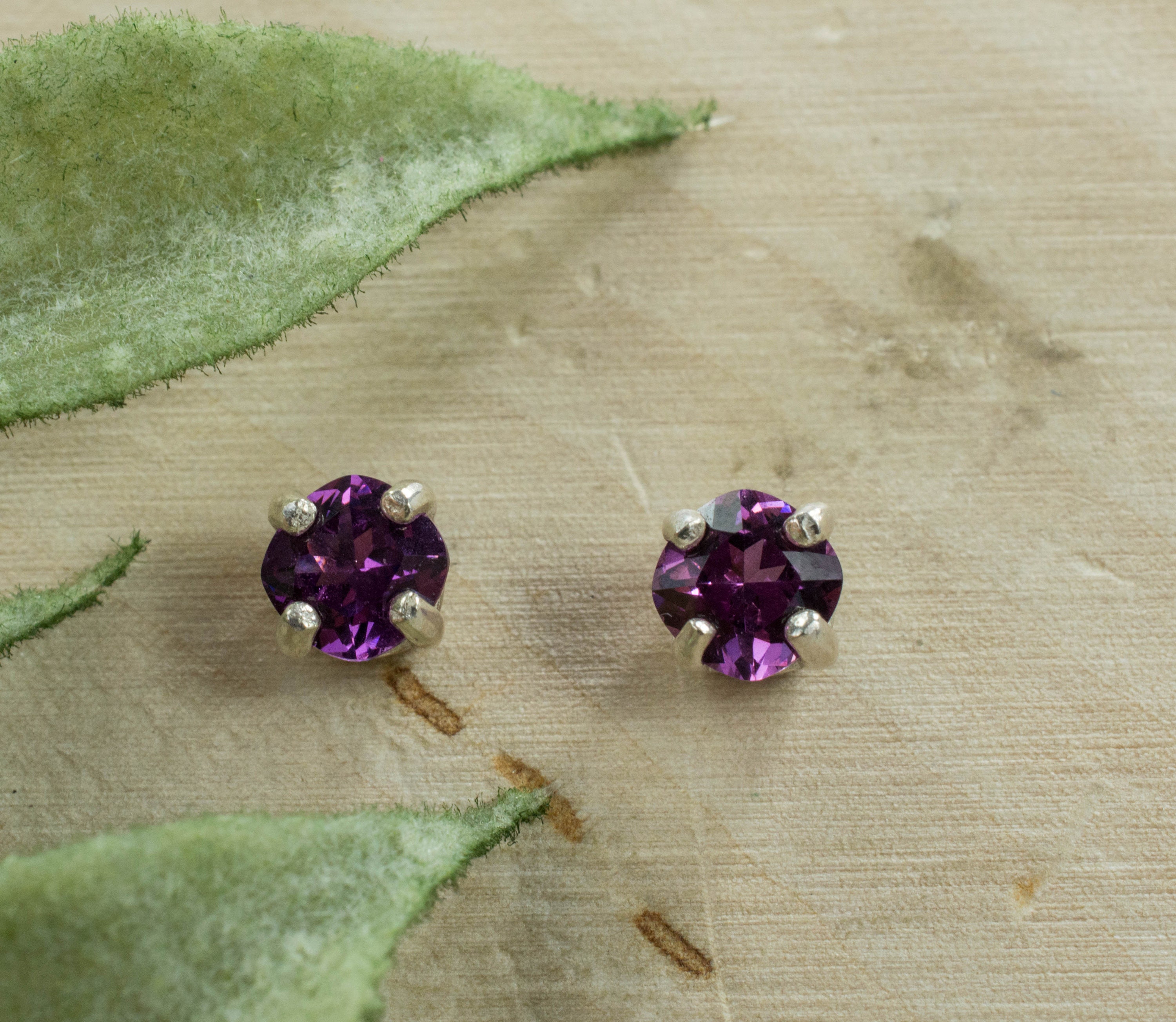 Purple Garnet Sterling Silver Earrings Genuine Untreated Rare