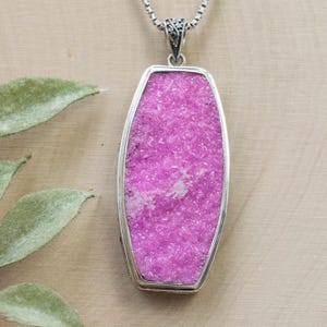 Cobalt Calcite Pendant, Natural Untreated Congo Cobalto Calcite; 41x21mm