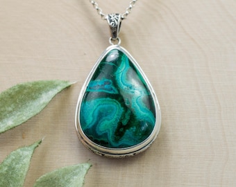 Malachite Pendant; Untreated Genuine Congo Malachite