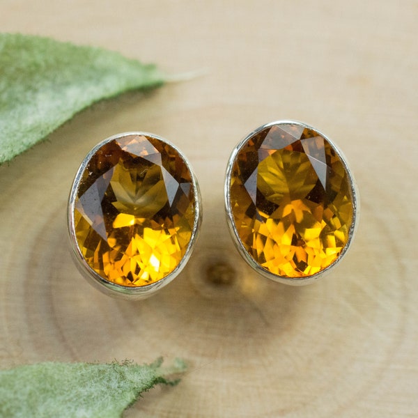 Citrine Earrings; Natural Untreated Brazil Citrine; 2.875cts