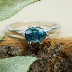 Blue Zircon Ring; Genuine Cambodia Zircon; 1.470cts