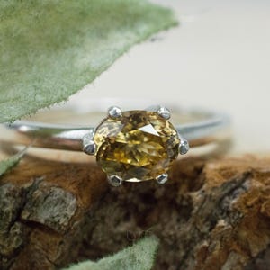 Zircon Ring; Genuine Untreated Tanzania Yellow Zircon; 1.095cts