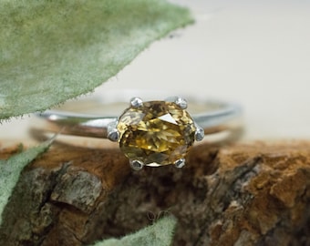 Zircon Ring; Genuine Untreated Tanzania Yellow Zircon; 1.095cts