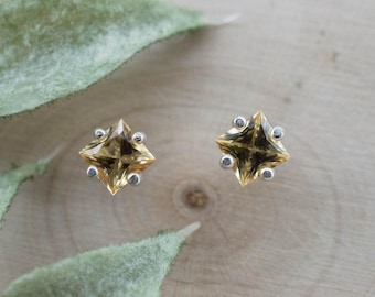 Imperial Topaz Earrings; Natural Untreated Brazil Topaz; 0.840cts
