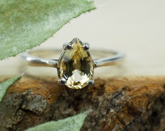 Anillo de topacio imperial, topacio brasileño genuino sin tratar; 1.290cts