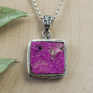 Cobalt Calcite Pendant, Genuine Untreated Congo Calcite