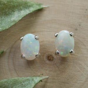 Opal Earrings, Natural Untreated Australia Opal; 0.995cts