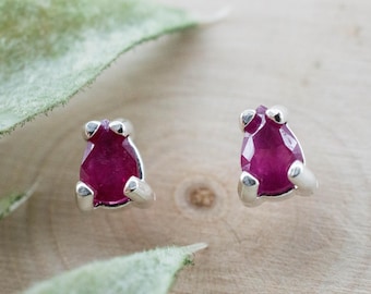 Ruby Earrings; Natural India Ruby; 0.660cts