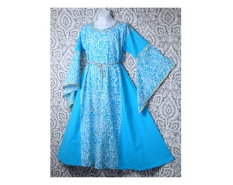 Sz 10 Girl's Medieval Princess Dress Gown w/ Metallic Trim SCA LARP