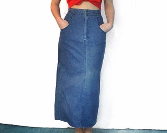 1990s Calvin Klein Sport Long Denim Skirt