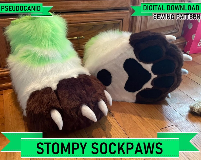 Stompy Sockpaw/Feetpaw Pattern Digital PDF/Tutorial, A4/ANSI Letter image 1