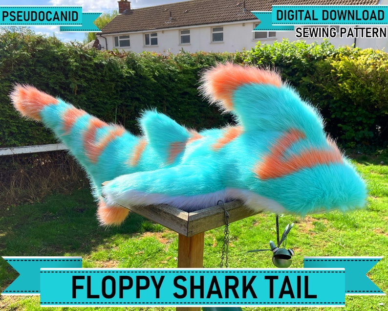 Floppy Shark Fish Tail Pattern Digital PDF/Tutorial, A4/ANSI Letter image 1