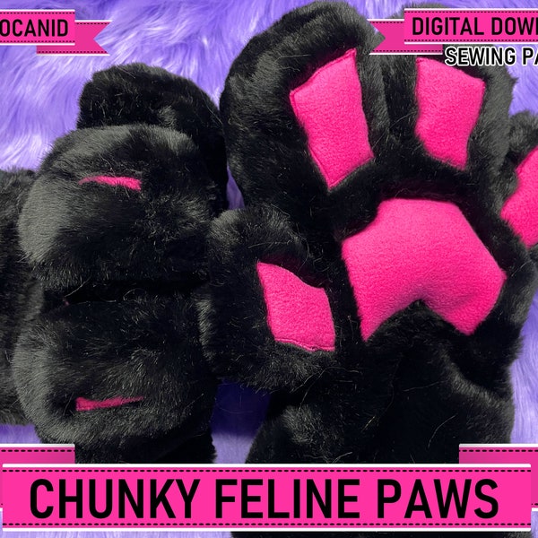 Chunky Feline Hand Paw Pattern (Digital PDF/Tutorial, A4/ANSI Letter)