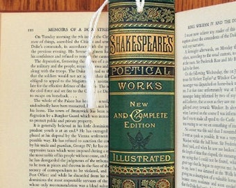 Shakespeare Works Book Spine Felt Tasseled Bookmark 2x7" Floral Book