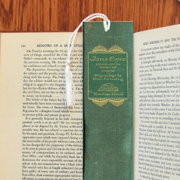 Jane Eyre Book Spine Felt Tasseled Bookmark 2x7" Floral Book