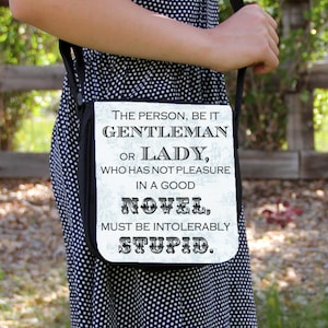 Intolerably Stupid Jane Austen Quote Canvas Small Messenger Bag Purse
