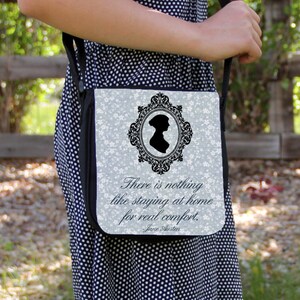 Nothing Like Staying At Home Jane Austen Quote Canvas Small Messenger Bag Purse