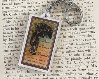 Alice in Wonderland Book Cover Keychain Great Gift!!!