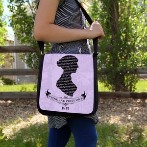 Jane Austen Pride & Prejudice Messenger Bag Shoulder Handbag Gift Book Silhouette