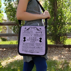 Jane Austen Pride & Prejudice Emma Mansfield Park Sense Sensibility  Messenger Bag Shoulder Handbag Gift Book Silhouette