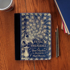 Jane Austen Pride & Prejudice Book Cover Notebook Journal Suede Canvas Cute!