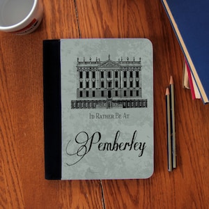 Jane Austen I&#39;d Rather be at Pemberley Notebook Journal Suede Canvas Cute!