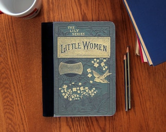 Little Women Louisa Alcott Old Book Cover Carnet de notes Journal Toile en daim Mignon !