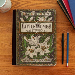 Little Women Louisa Alcott Old Book Cover Notebook Journal Suede Canvas Cute!