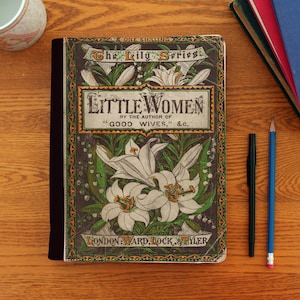 Little Women Louisa Alcott Old Book Cover Notebook Journal Suede Canvas Cute!