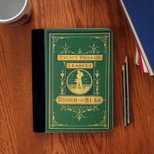 20,000 Leagues Under the Sea Book Cover Notebook Journal Suede Canvas Cute!