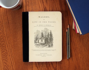 Couverture de livre Walden Carnet de notes Journal Toile en daim Mignon !