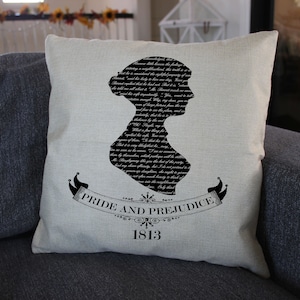 Jane Austen Pride & Prejudice  Silhouette Throw Pillow Gift