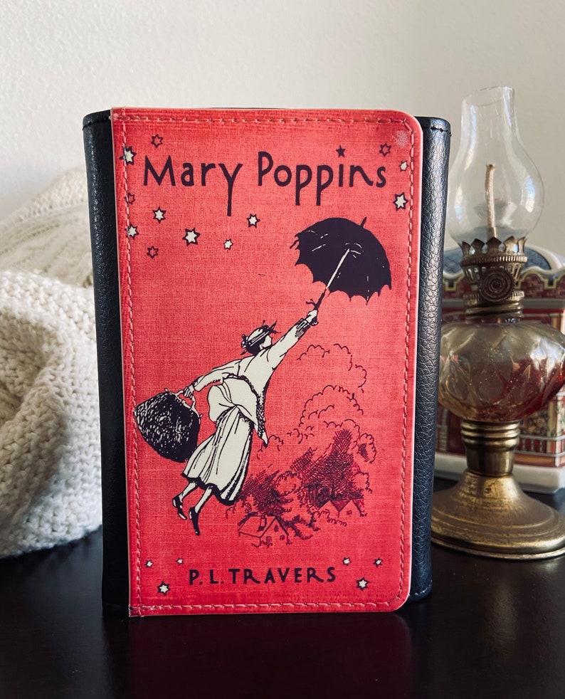 Mary Poppins Book Cover Bifold Faux Leather Wallet Clutch Black