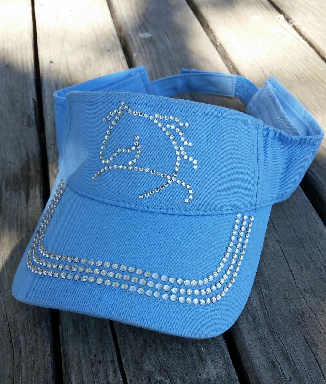 Crystal Sun Visor Horse Head Sky Blue Cotton One Size Equestrian Gift Ladies Girls Etsy